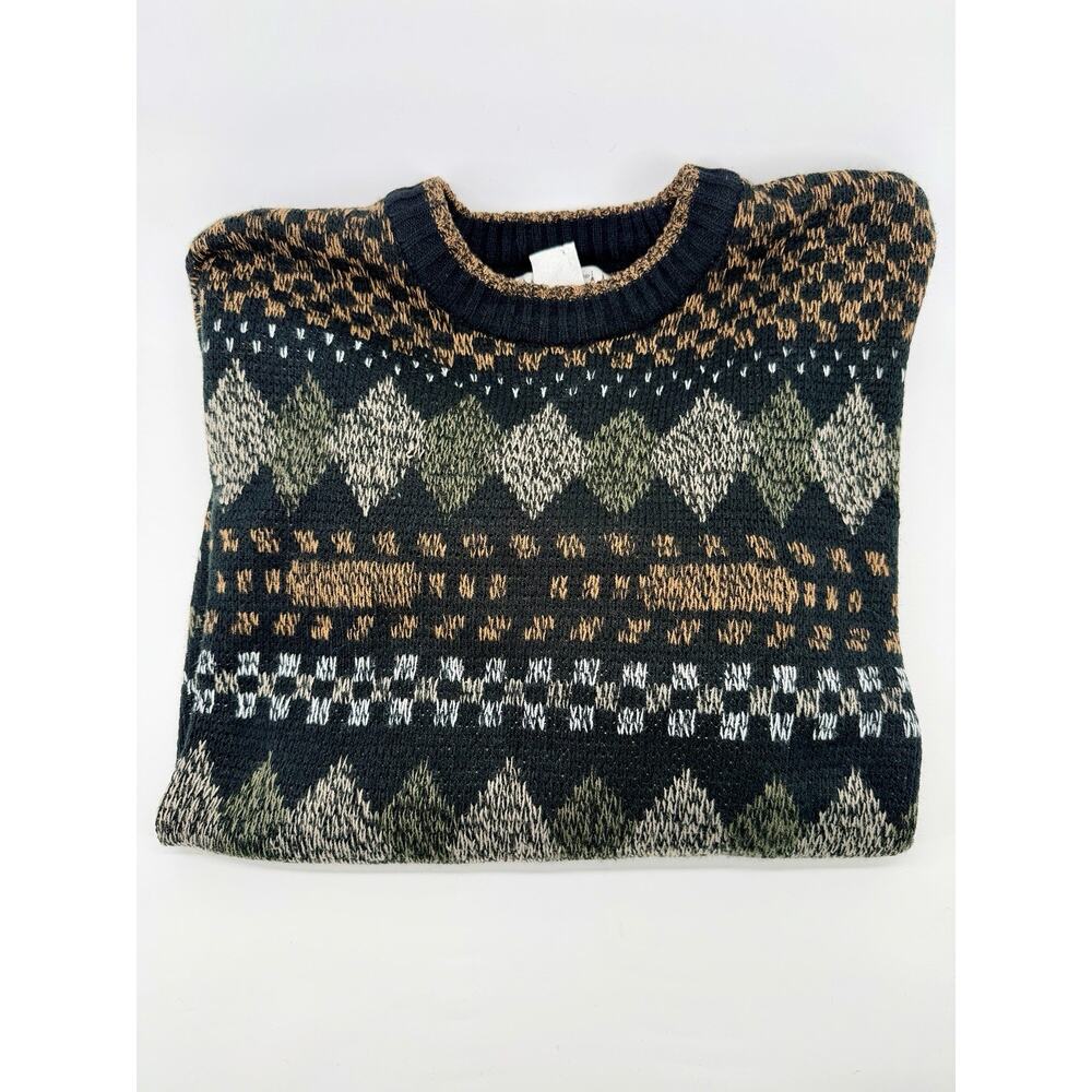 City Streets VTG 90s Coogi Style Abstract Geometric Sweater‎ Large Grandpa Core